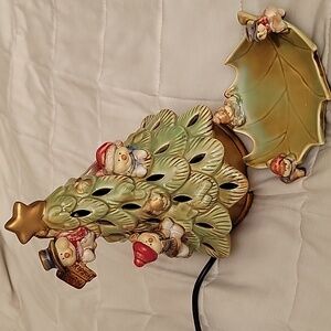 Christmas Tree w/Snowman Fragrance Warmer with Christmas Snowman Dish